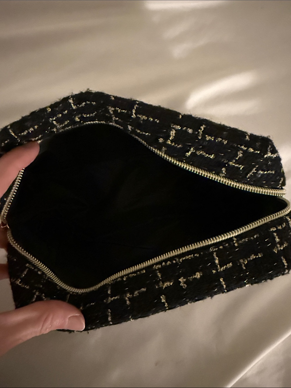 Black Tweed Evening Clutch with Gold Thread - Picture 3 of 5